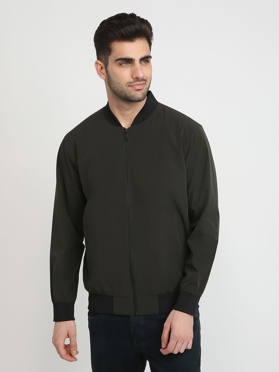 ColorPlus Mandarin Collar Bomber Jacket