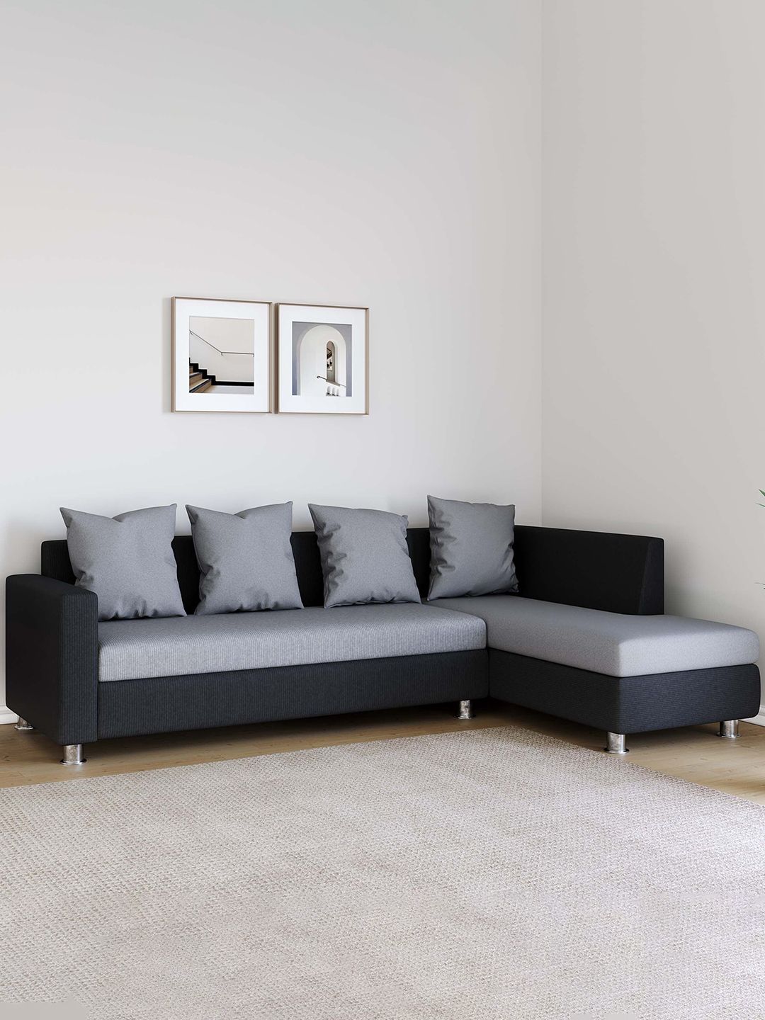 Westido Westido Black Jason Fabric Ultra Comfortable 6-Seater Sofa