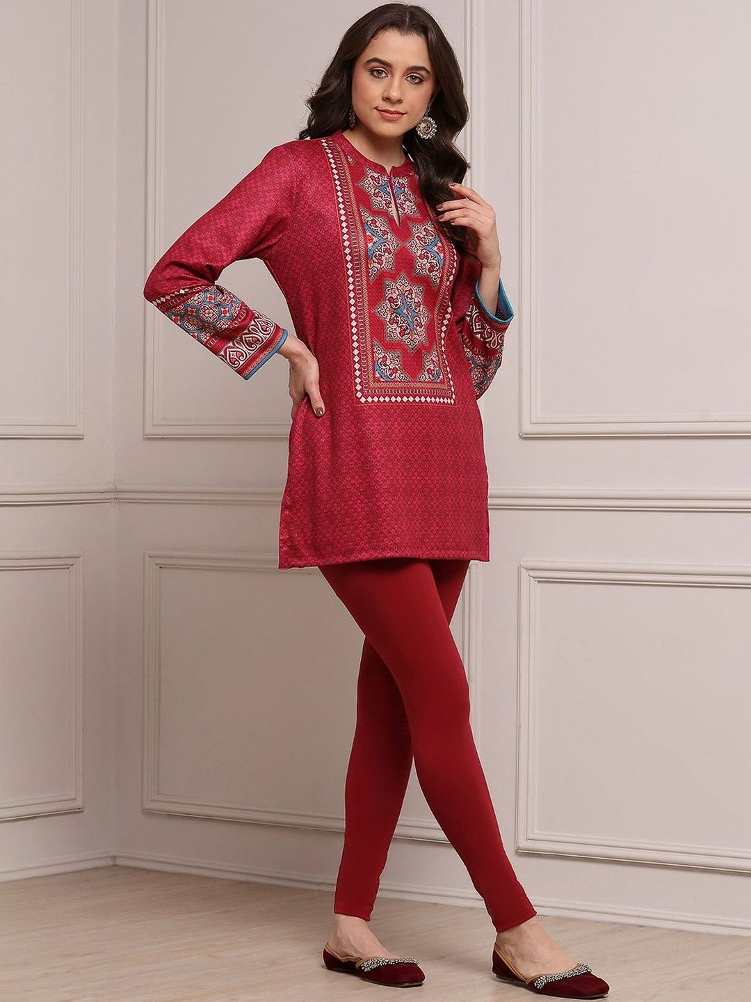 Biba Biba Women Embroidered Flared Sleeves Thread Work Kurta