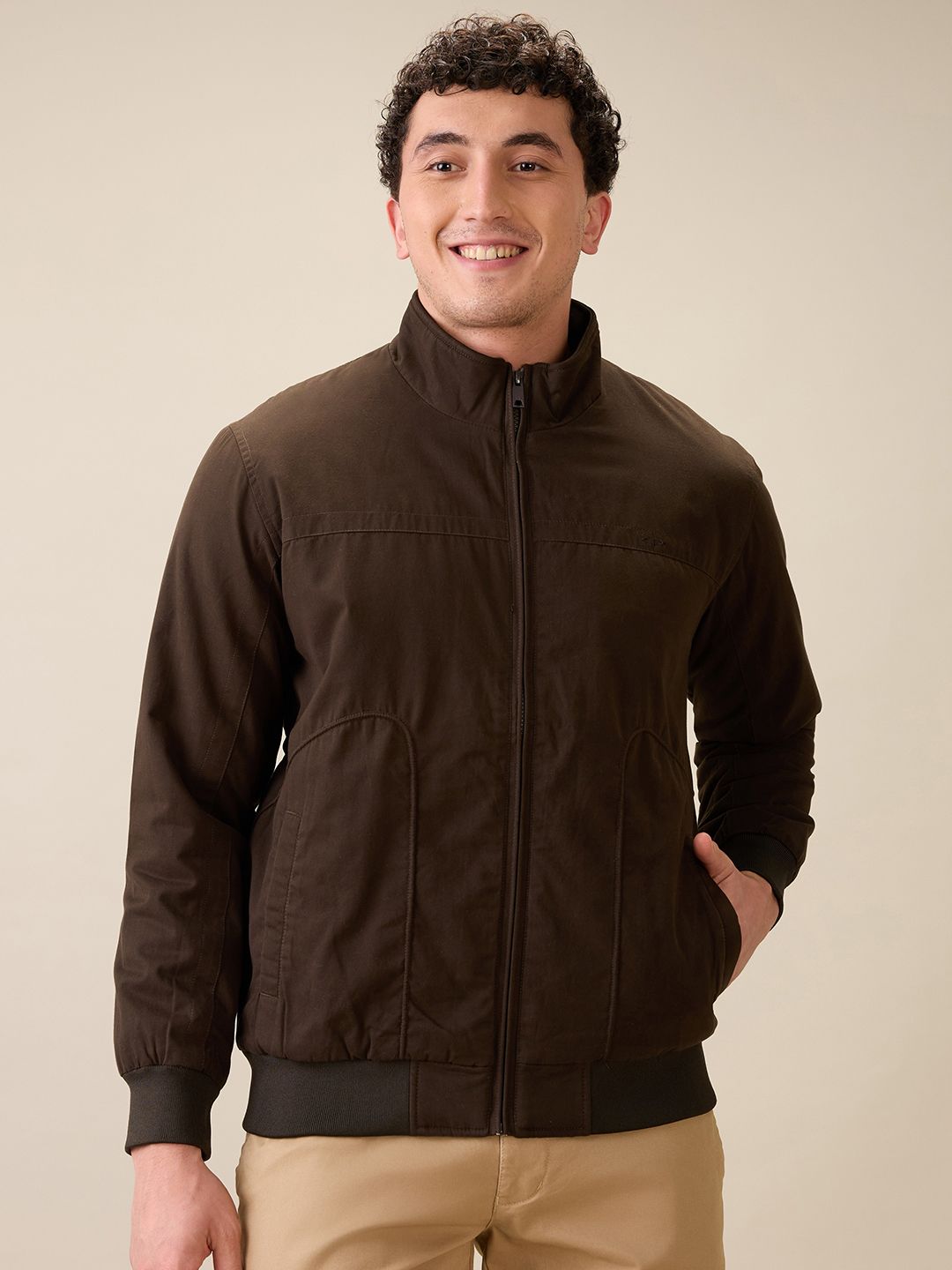 ColorPlus Mock Collar Pure Cotton Bomber Jacket