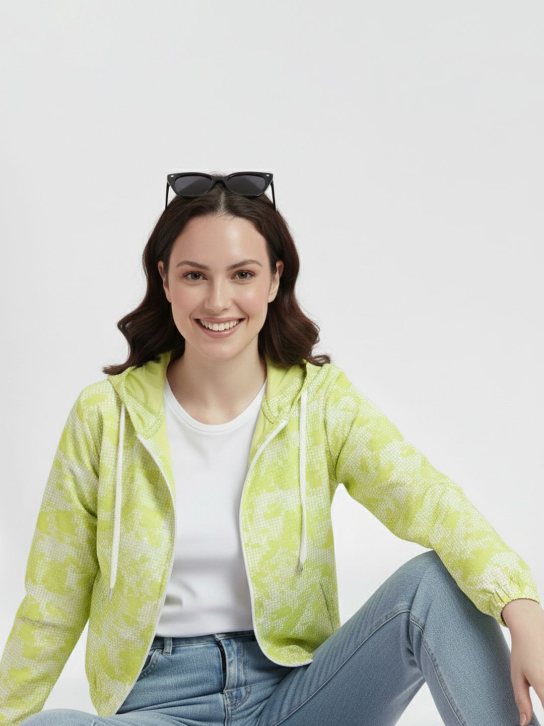 DressBerry Abstract Print Hooded Packable Bomber Jacket