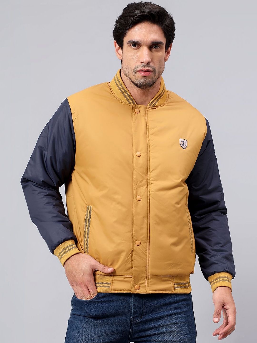 Mast & Harbour Men Colourblocked Lightweight Bomber Jacket
