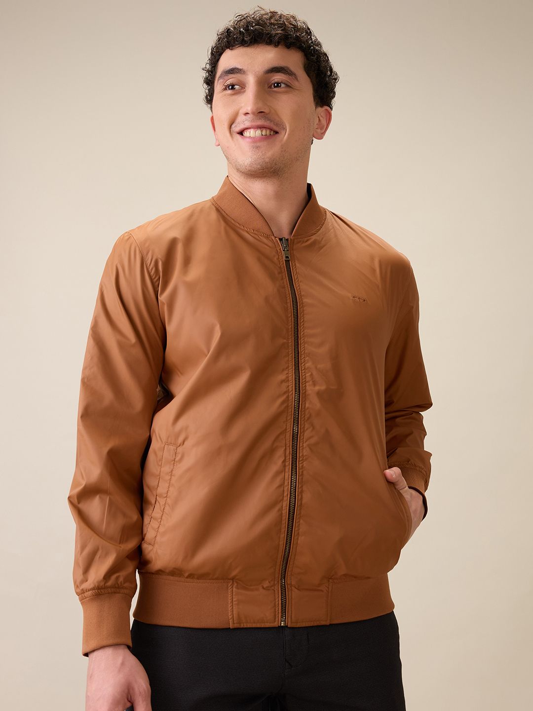 ColorPlus Mock Collar Bomber Jacket