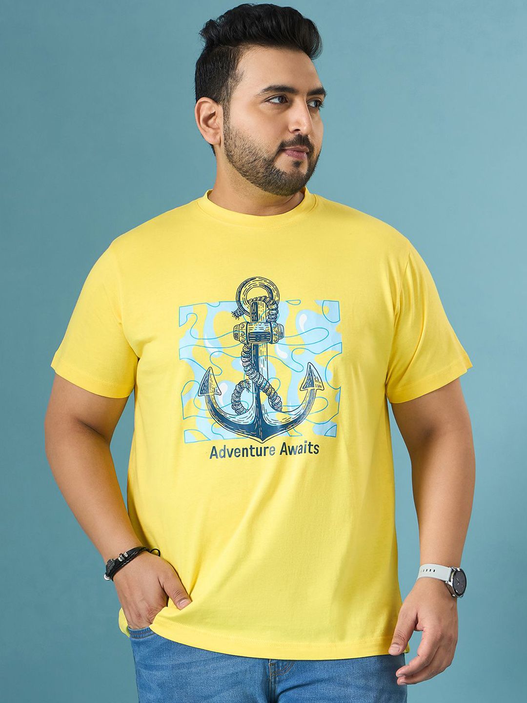 bigbanana Men Plus Size Printed Pure Cotton T-shirt