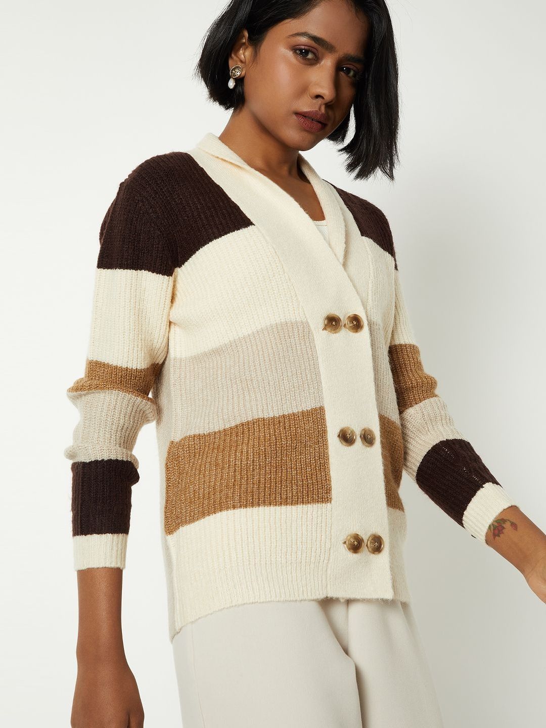 max Women Colourblocked Cardigan