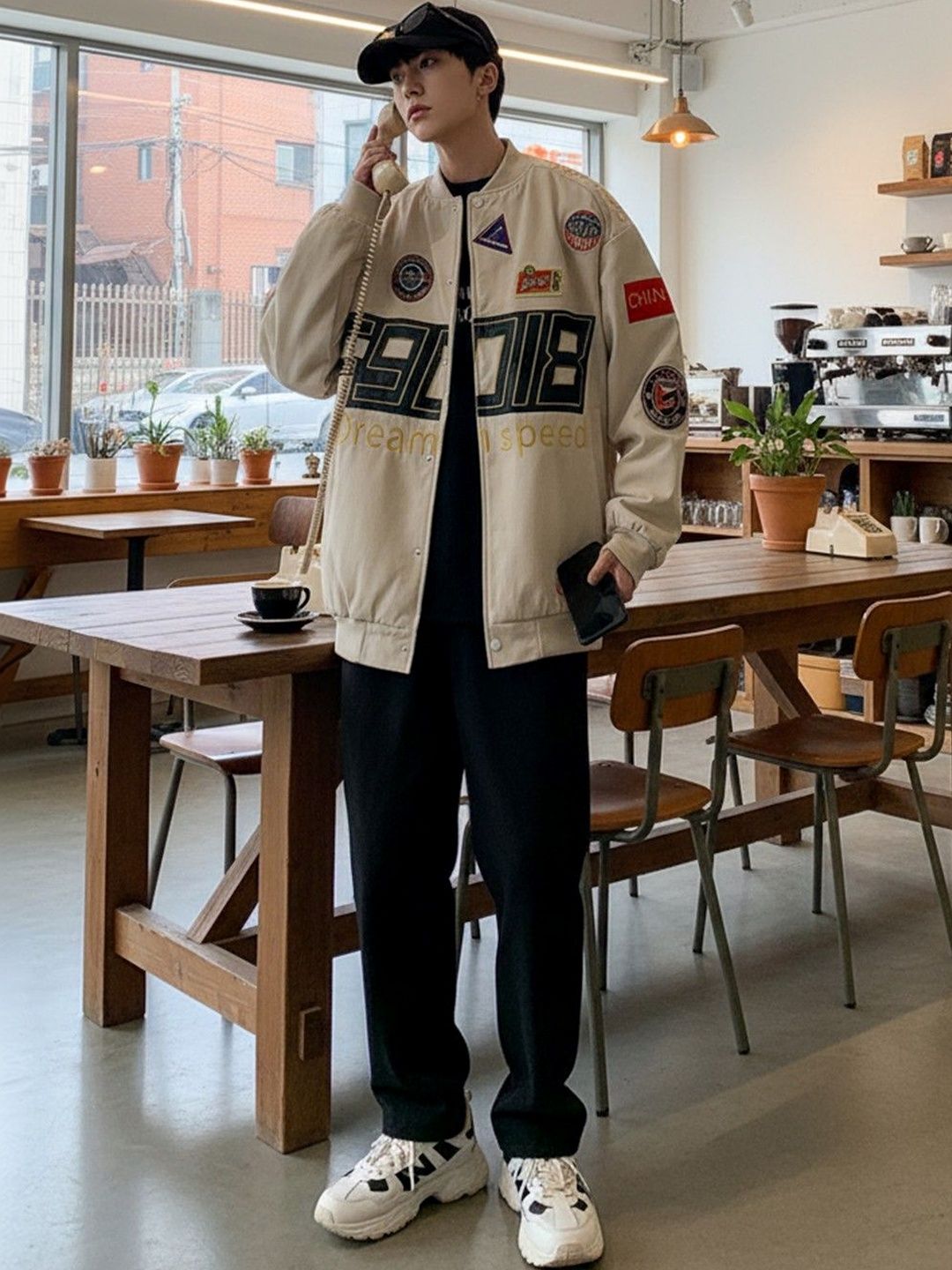 HERE&NOW Men Typography Bomber with Patchwork Jacket