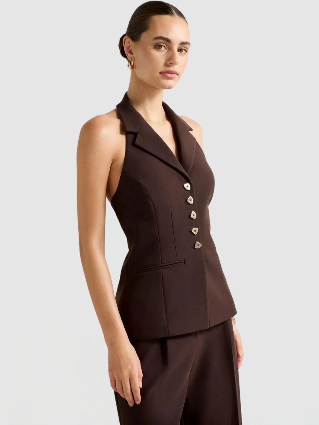 Lapel Collar Woven Waistcoat