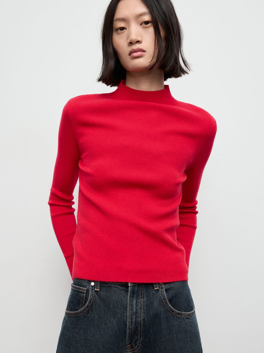 MANGO MANGO High Neck Fitted Pullover