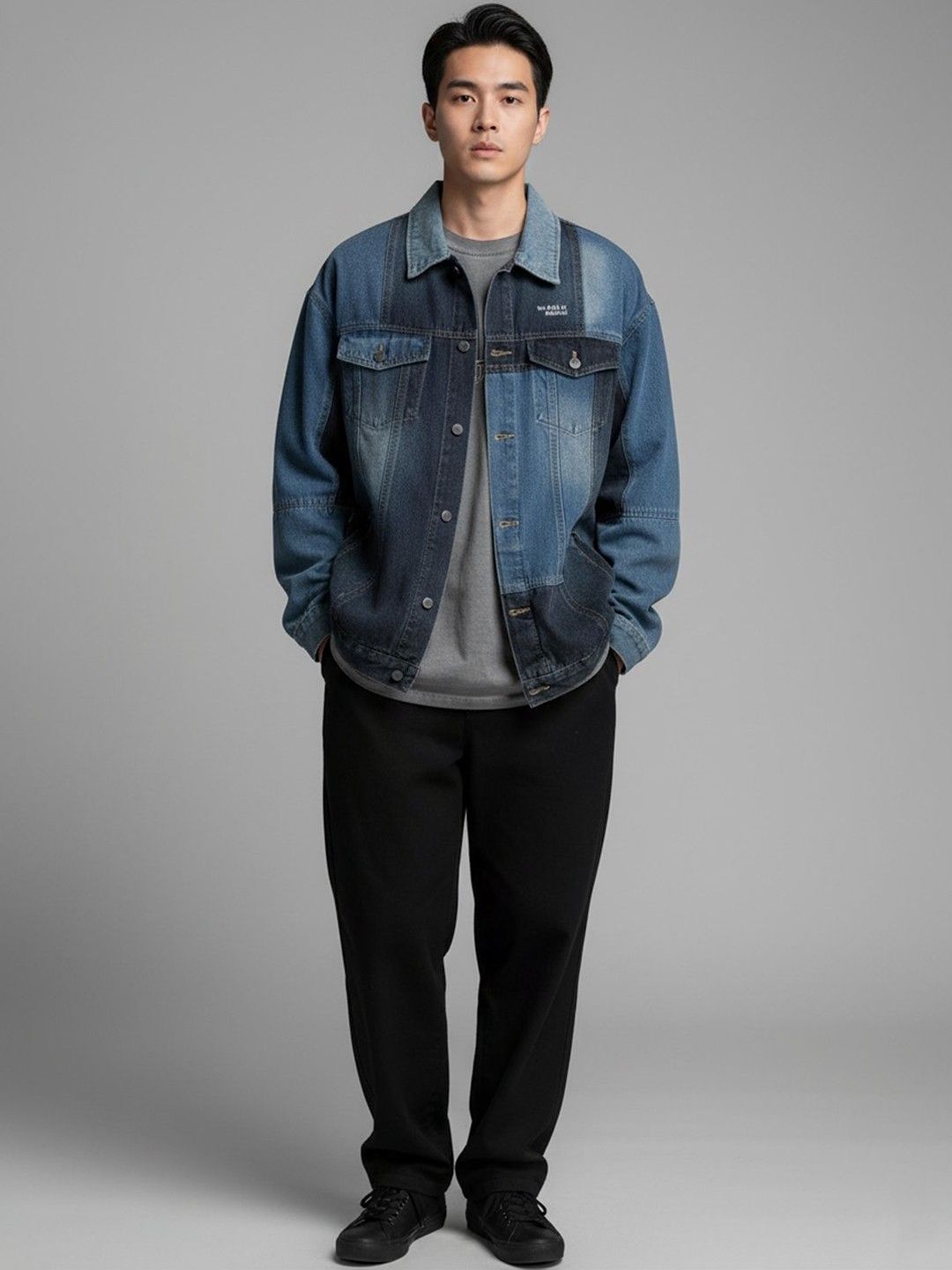 HERE&NOW Men Colourblocked Denim Jacket