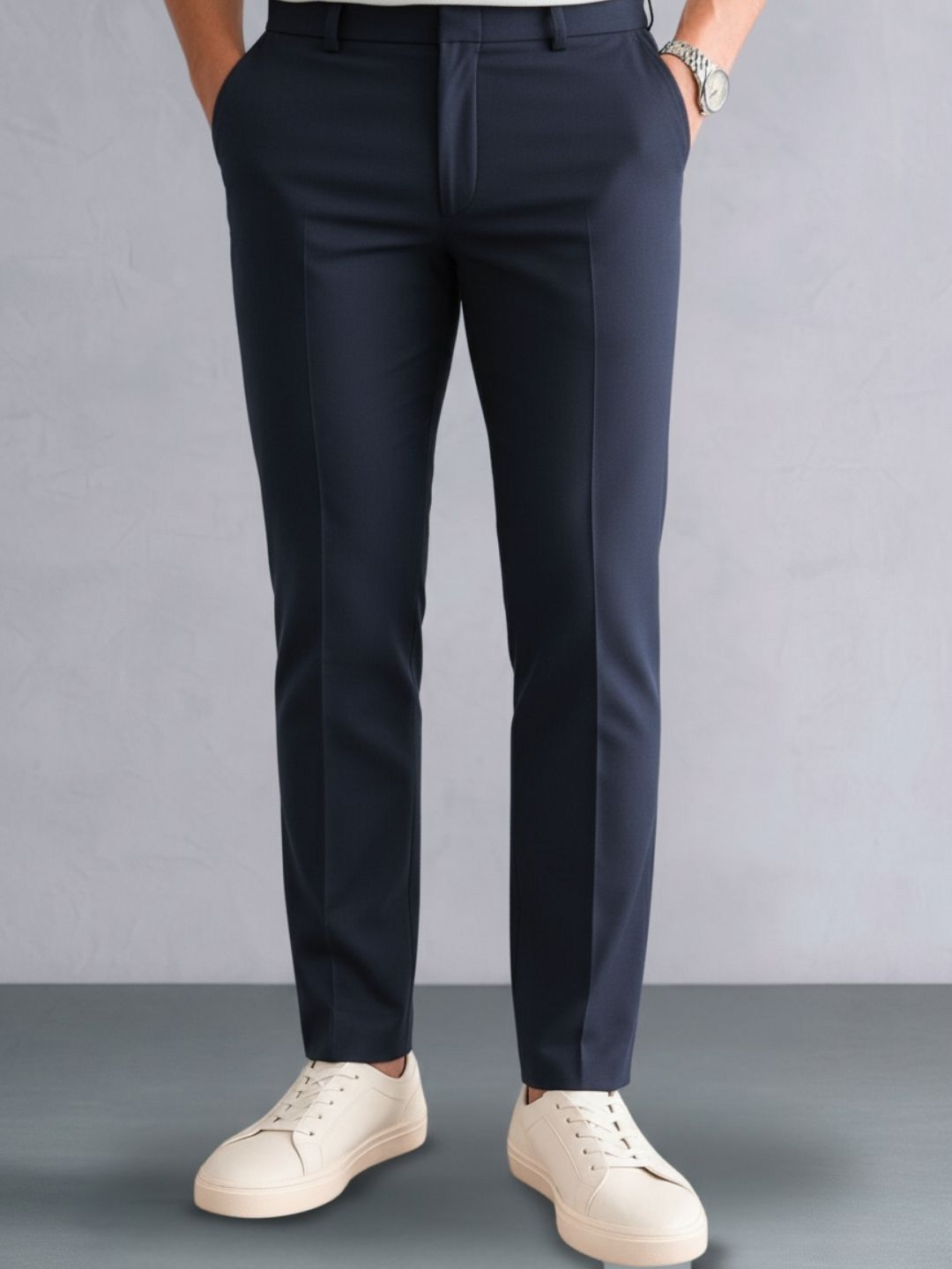 Zee Gold Men Relaxed Mid-Rise Formal Trousers