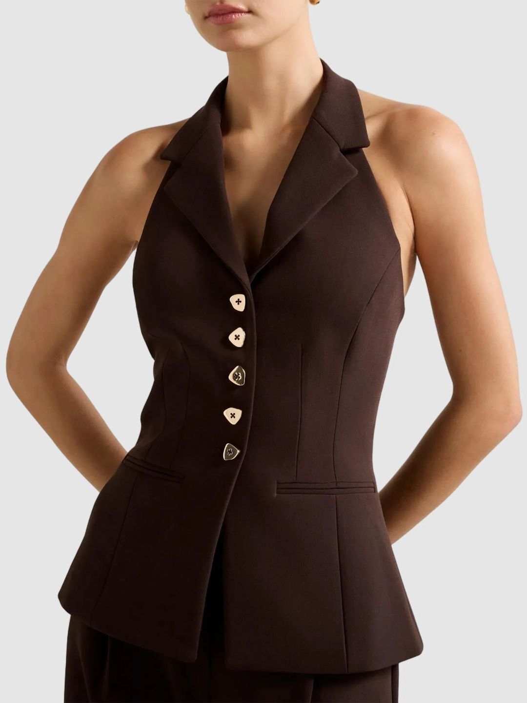 Lapel Collar Woven Waistcoat
