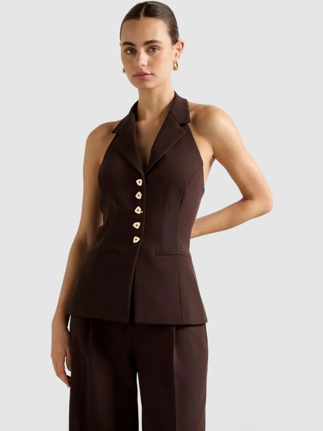 Lapel Collar Woven Waistcoat
