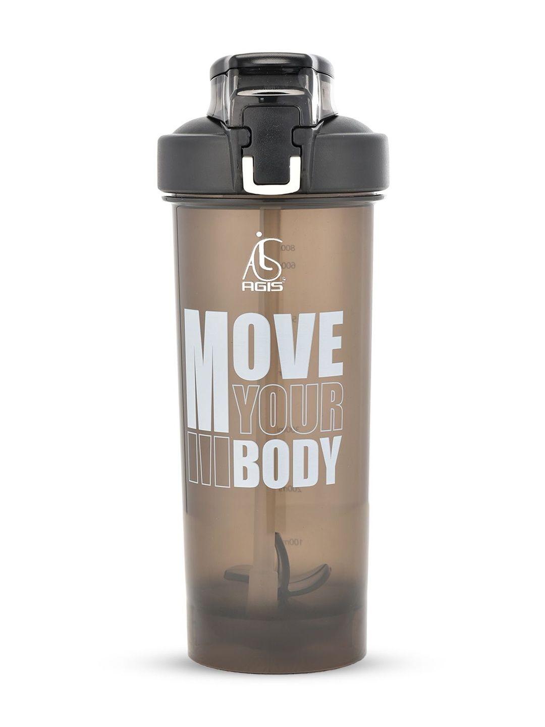 AGIS Black & White Single Plastic Typography Water Bottle