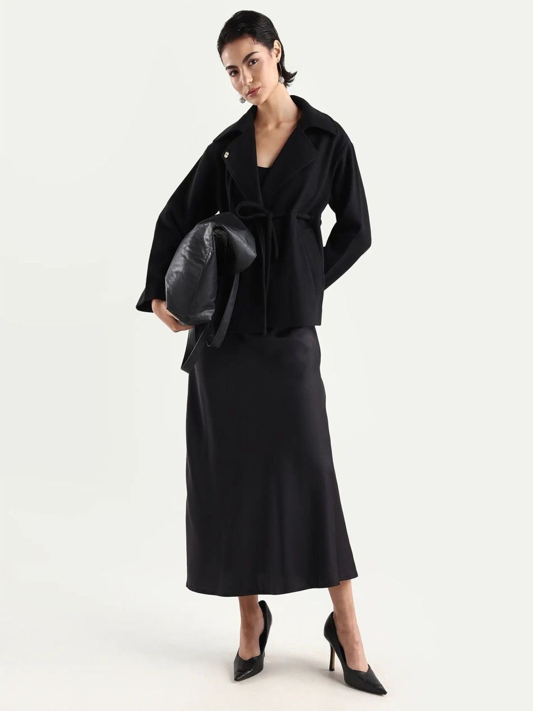 RAREISM Women Black Plain A-Line Fit Skirt