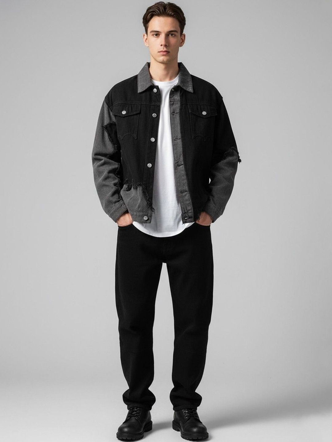 HERE&NOW Men Colourblocked Denim Jacket