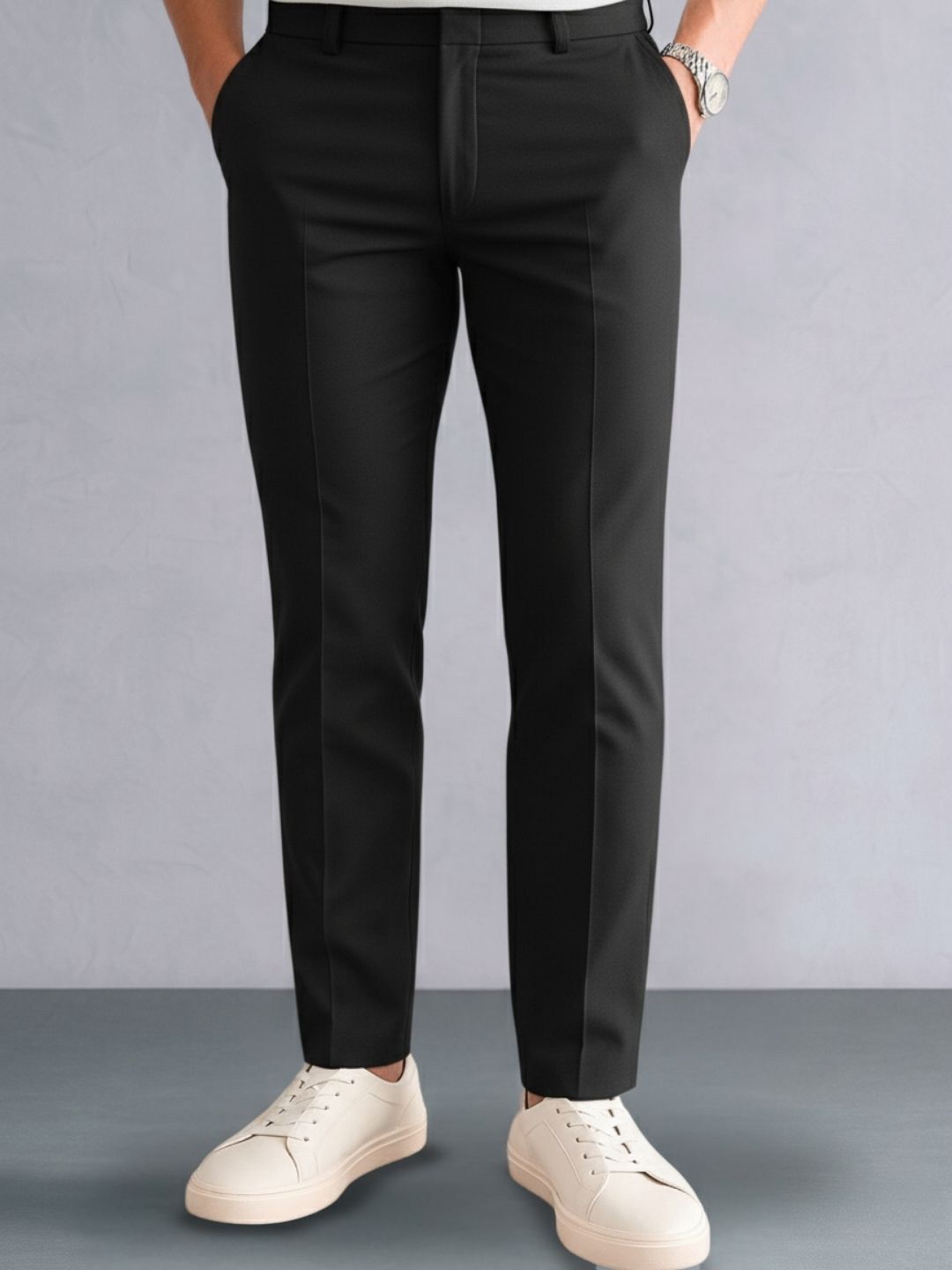 Zee Gold Men Relaxed Low-Rise Easy Wash Formal Trousers