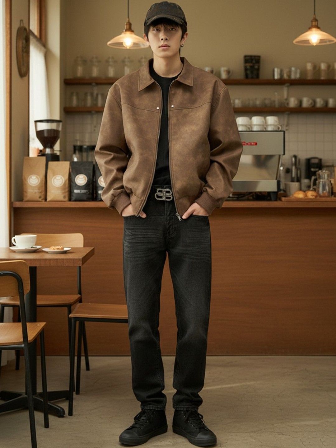 Mast & Harbour Men Woollen Bomber Jacket