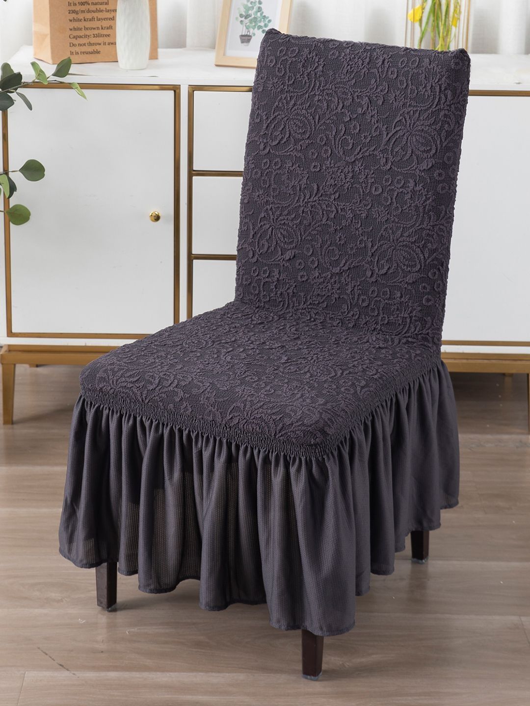 HOKIPO Grey Textured Chair Covers