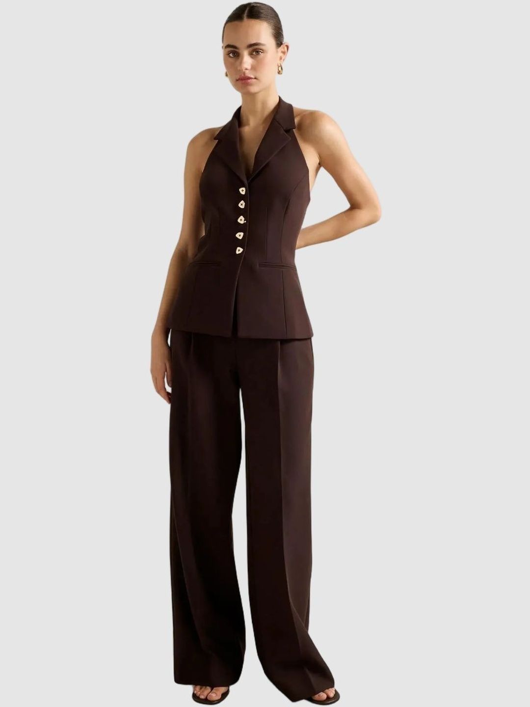 Lapel Collar Woven Waistcoat