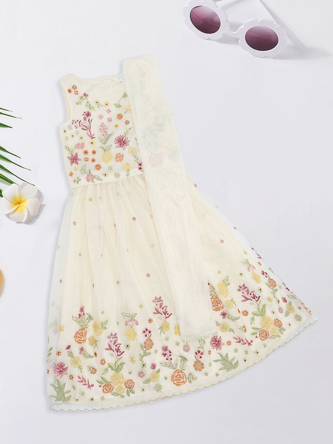 AKKRITI BY PANTALOONS Floral Embroidered Fit & Flare Mini Dress