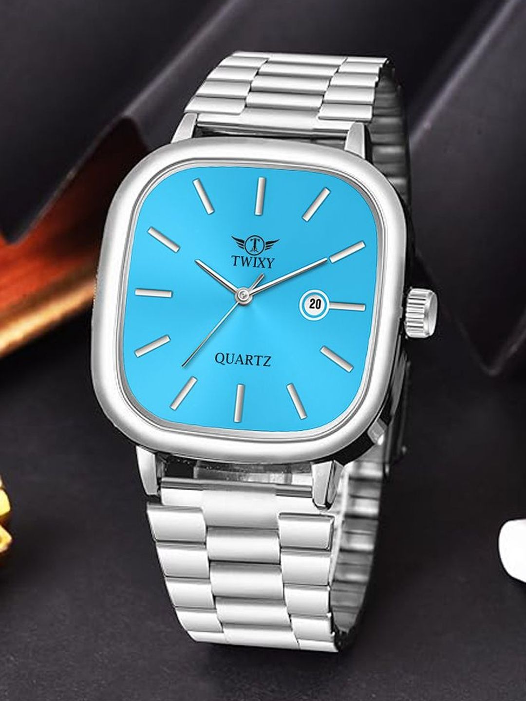 Buy TWIXY Men Brass Printed Dial & Stainless Steel Straps Analogue