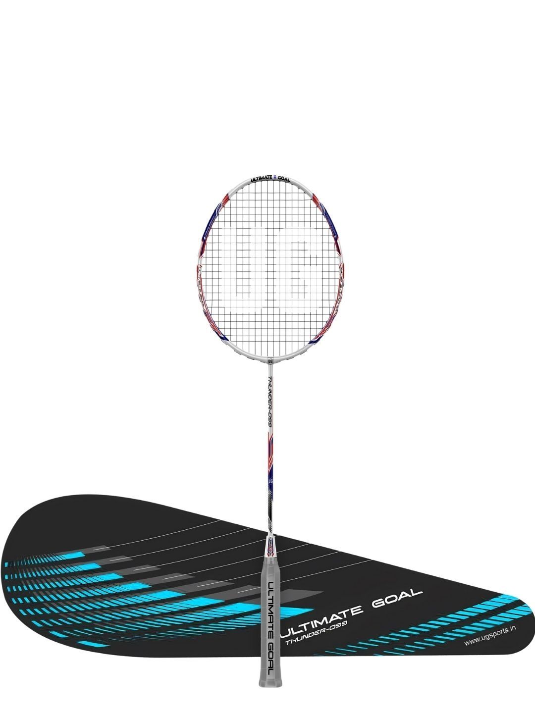 UG SPORTS UG SPORTS White and Red Oval Shape Lightweight Badminton Racquet With Cover