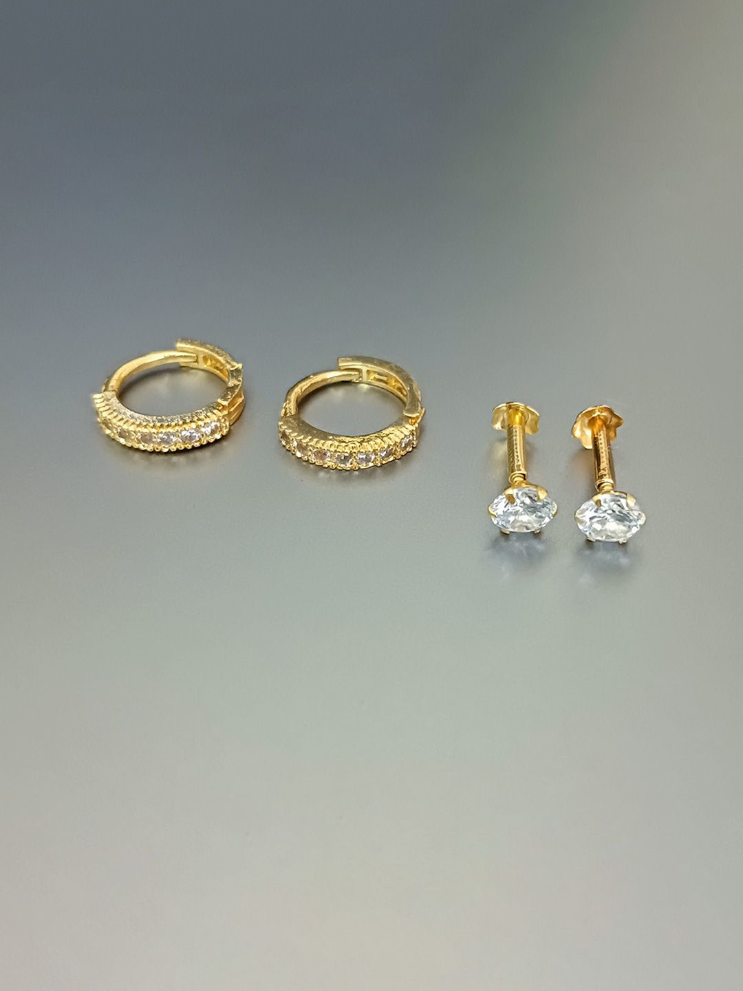 Paridhi Women Pack of 4 Gold-Plated Brass Cubic Zirconia Stud Nosepin