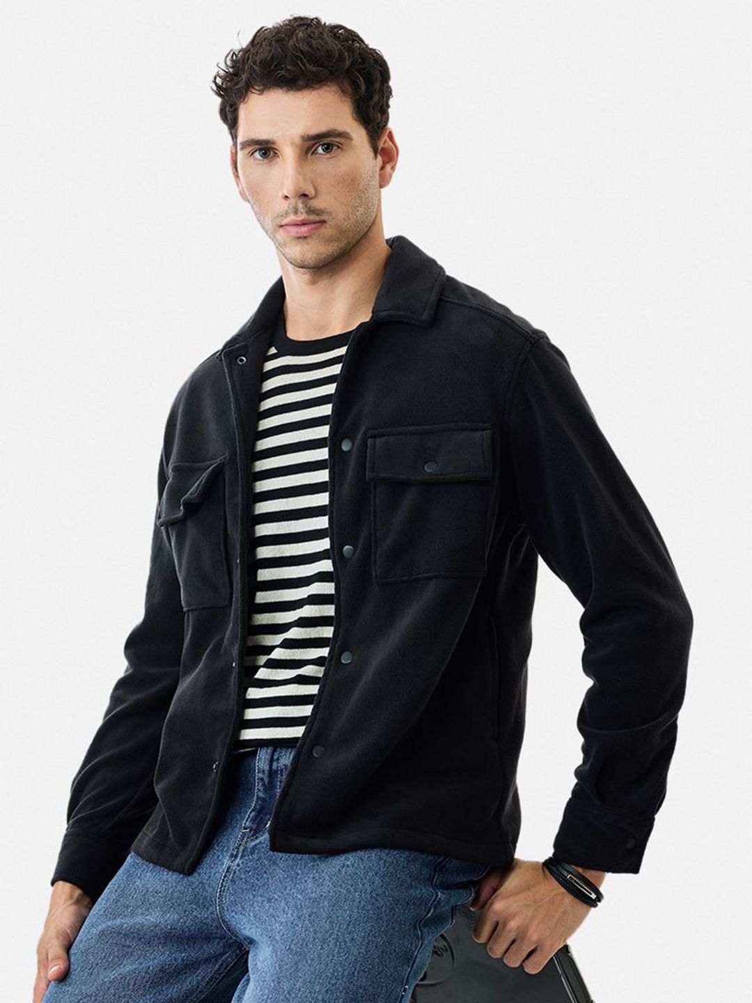Snitch Black Solid Jacket