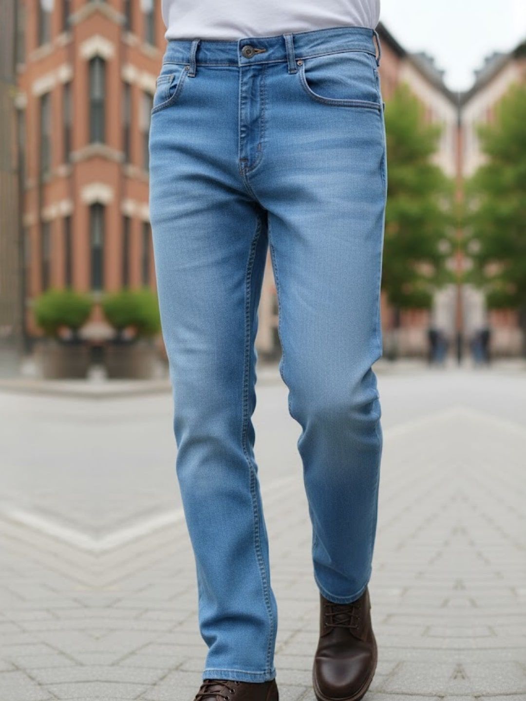 Rigo Men Comfort Straight Fit Mid-Rise Light Fade Stretchable Jeans