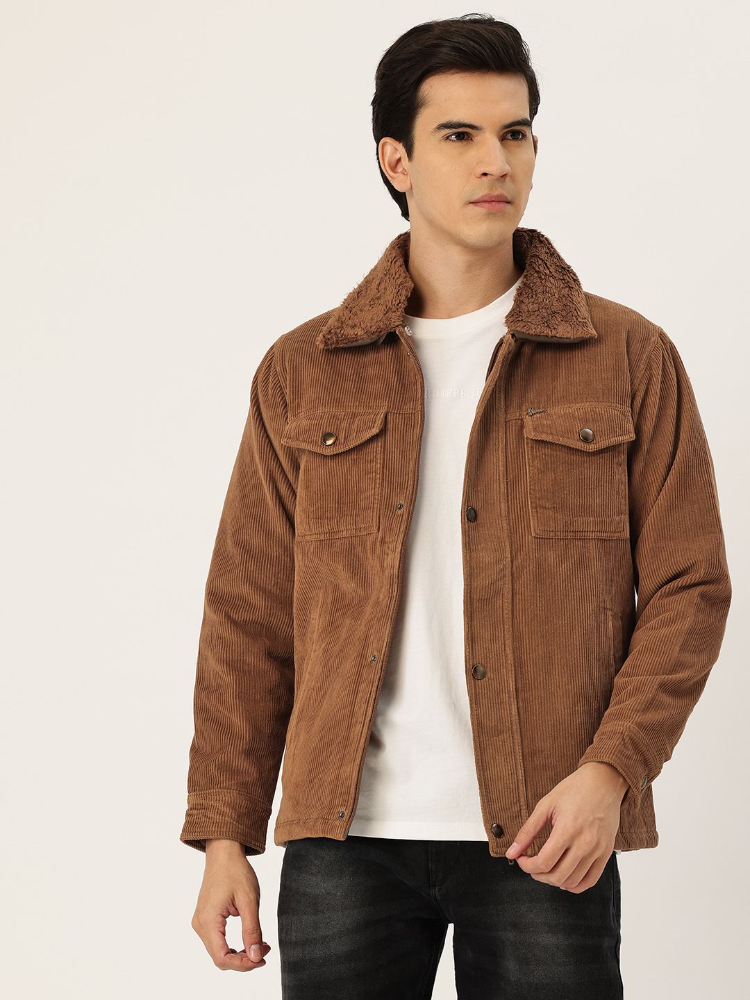 Okane Corduroy Tailored Jacket with Removable Collar
