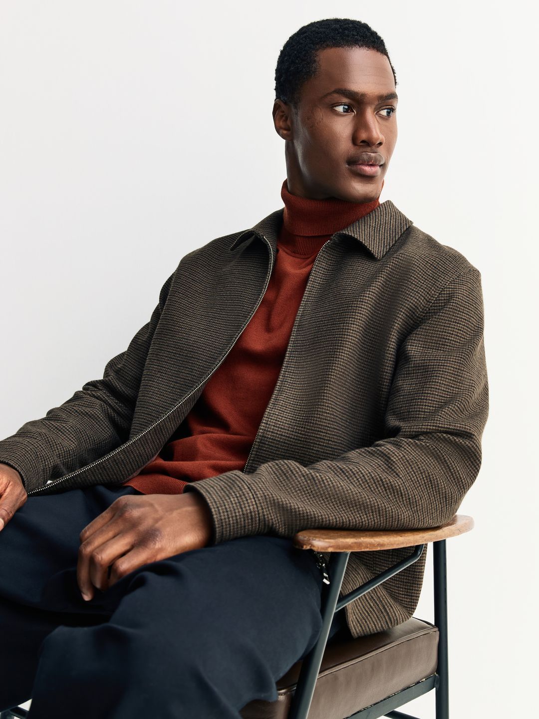 Buy NEXT Houndstooth Spread Collar Double Zipper Tailored Jacket