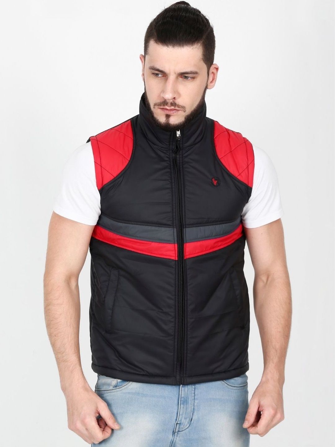 VROJASS Men Brand Logo Water Resistant Bomber Jacket