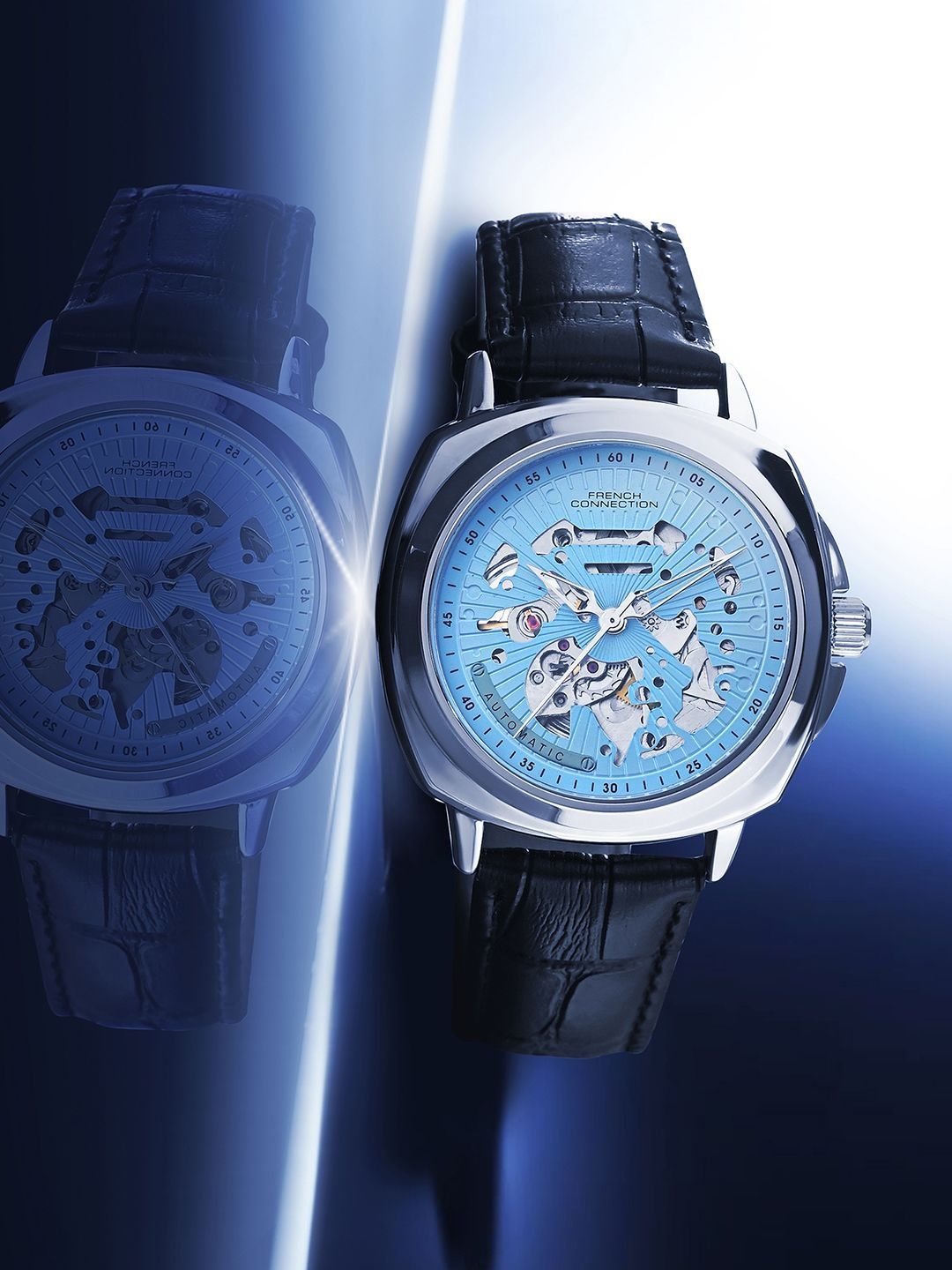 French Connection French Connection Men Skeleton Dial & Leather Straps Analogue Automatic Motion Powered Watch FCA03-8