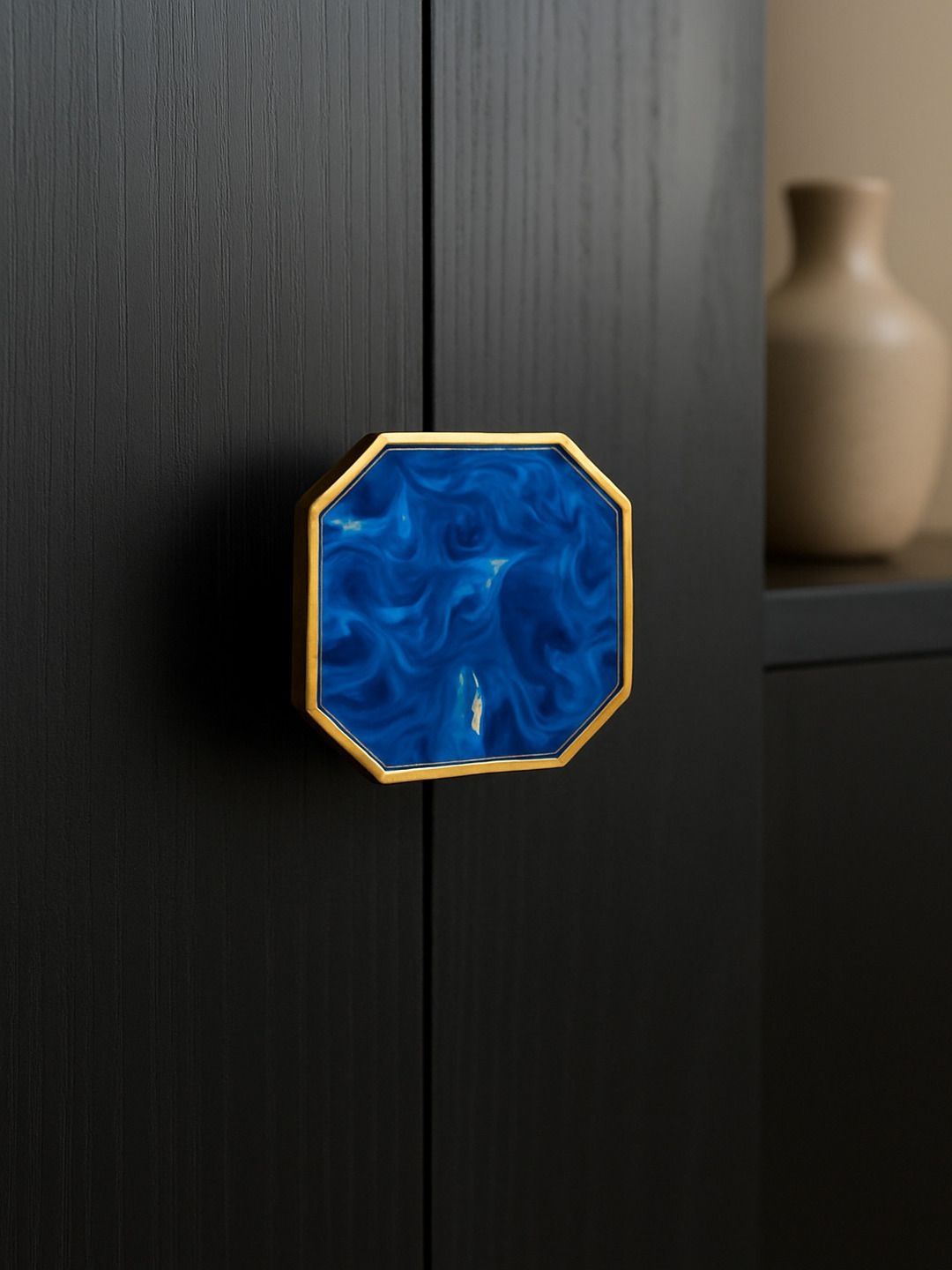 Folkstorys Aqua Fire Blue Printed Door Handle
