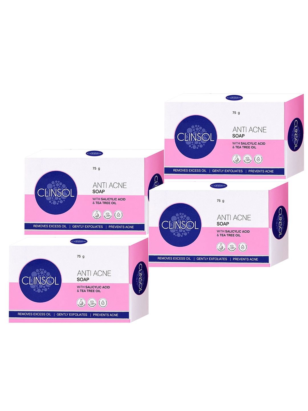 Leeford Set Of 4 Clinsol Anti Acne Soap - 75 g Each