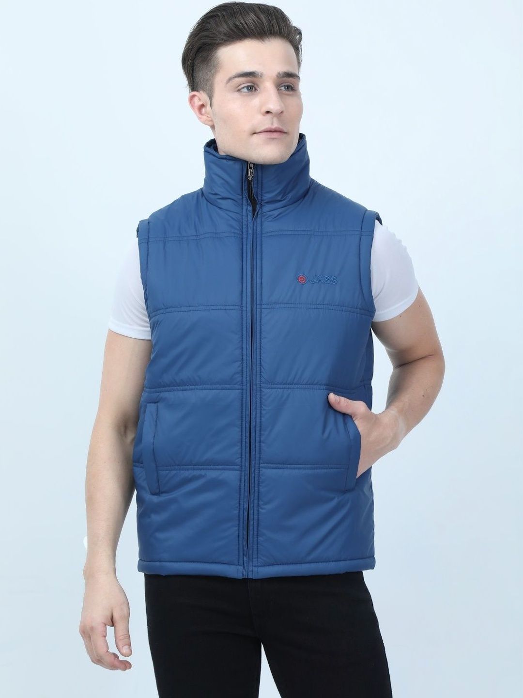 VROJASS Men Brand Logo Water Resistant Bomber Jacket