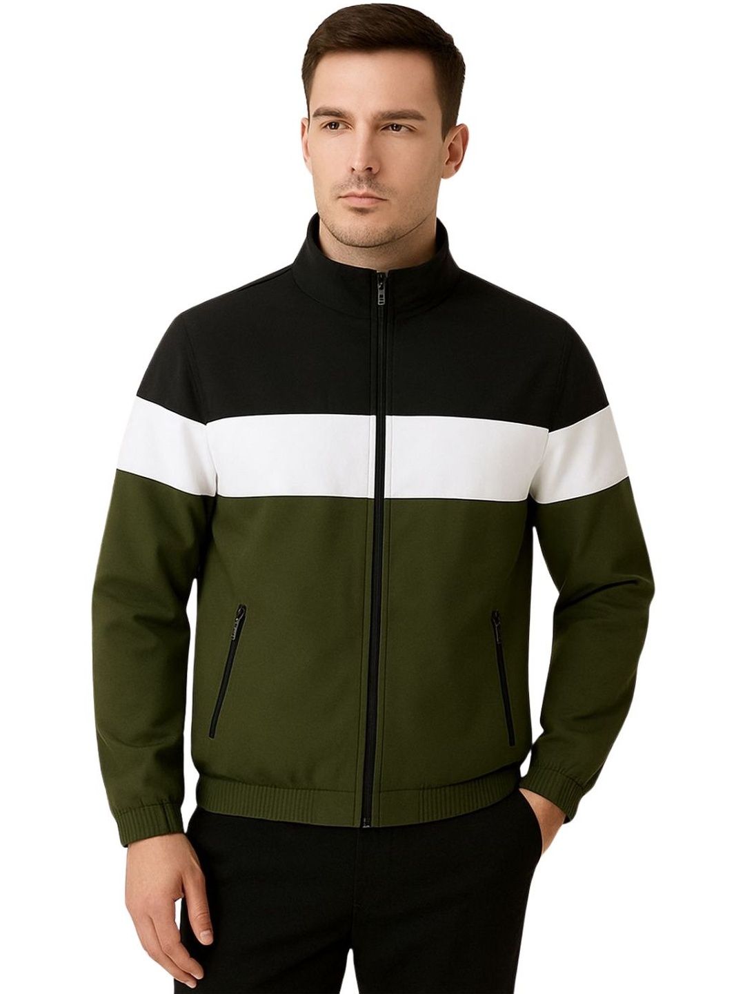 Zuhper Men Colourblocked Lightweight Training or Gym Woven Jacket