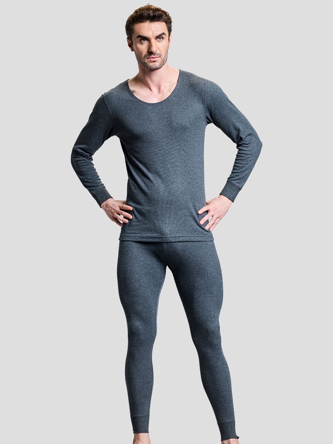 BOLDFIT Men Ribbed Thermal Set