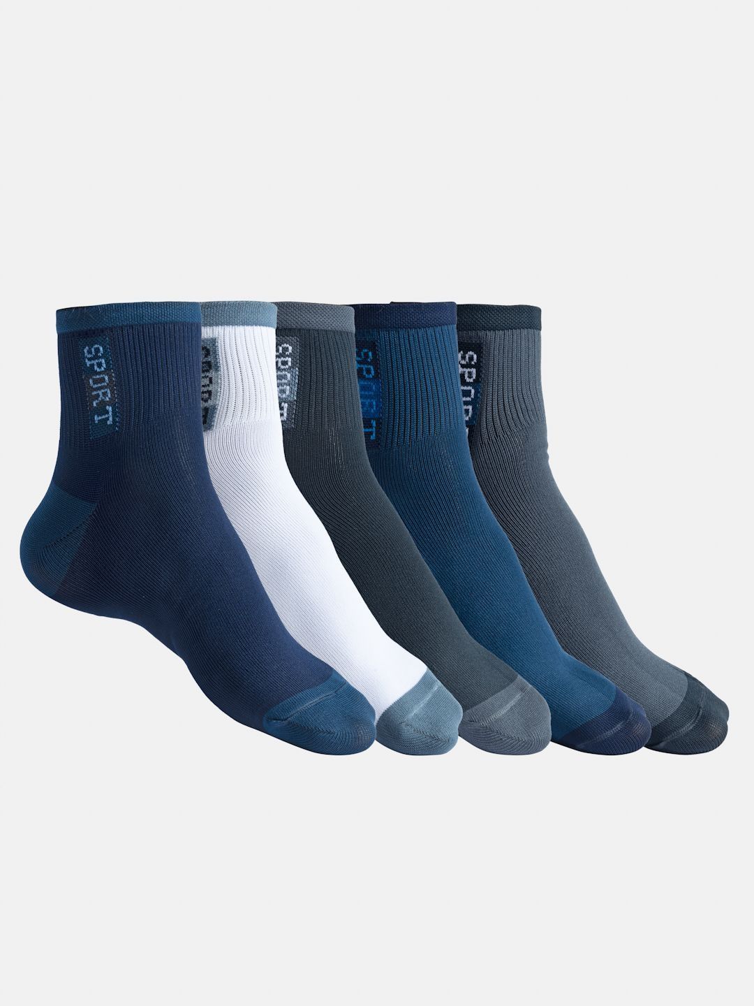 Texlon Men Pack of 5 Printed Ankle-Length Socks