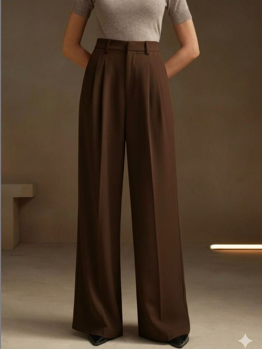Buy Next One Women Smart Loose Fit High-Rise Easy Wash Pleated