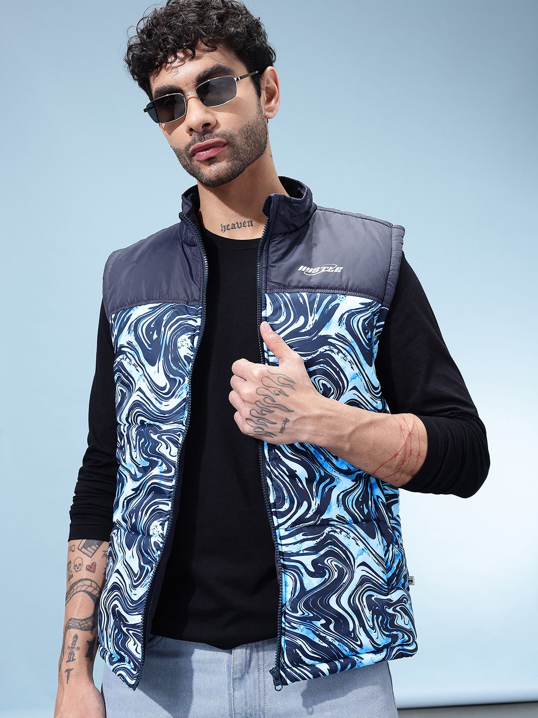 glitchez Abstract Printed Padded Jacket