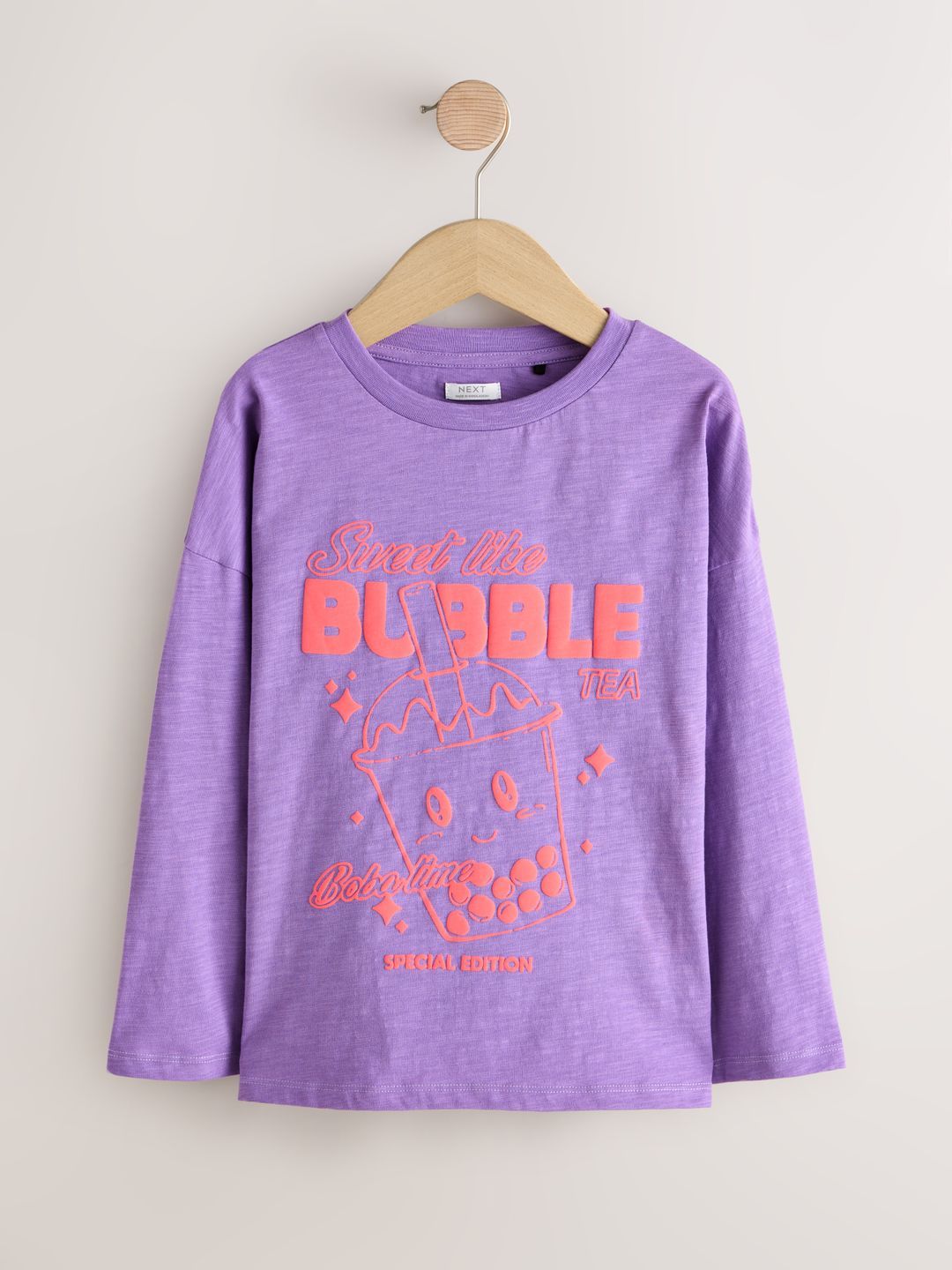 NEXT Girls Typography Printed Drop-Shoulder Sleeves Pure Cotton T-shirt