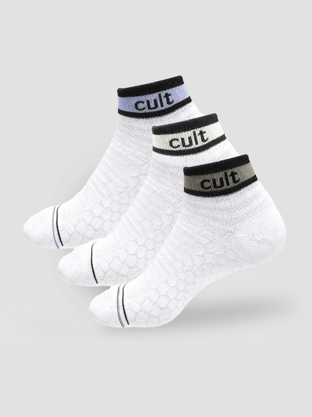 CULT Men Pack of 3 Patterned Cotton Ankle Length Socks