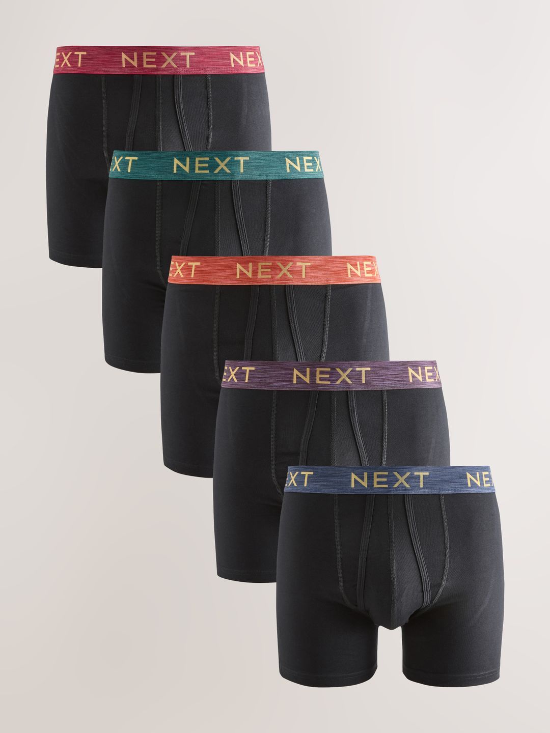 NEXT Men Pack of 5 Brand Logo Print Mid-Rise Trunks F12996
