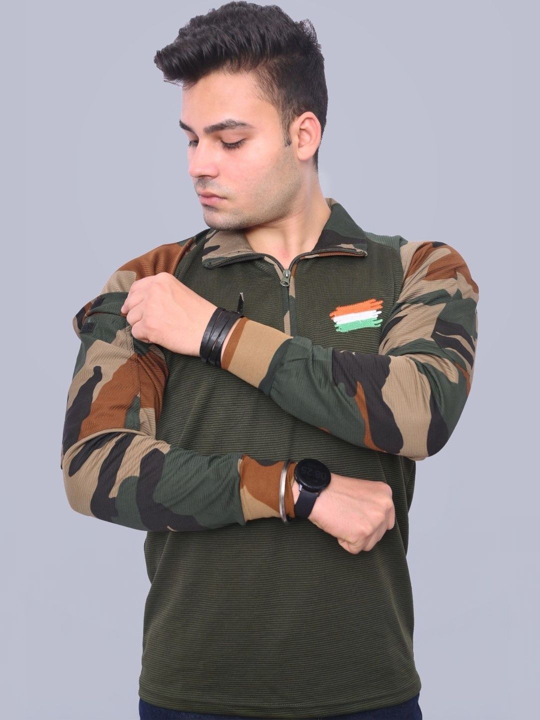 Para Trooper Men Camouflage Colourblocked Polo Collar Pockets T-shirt