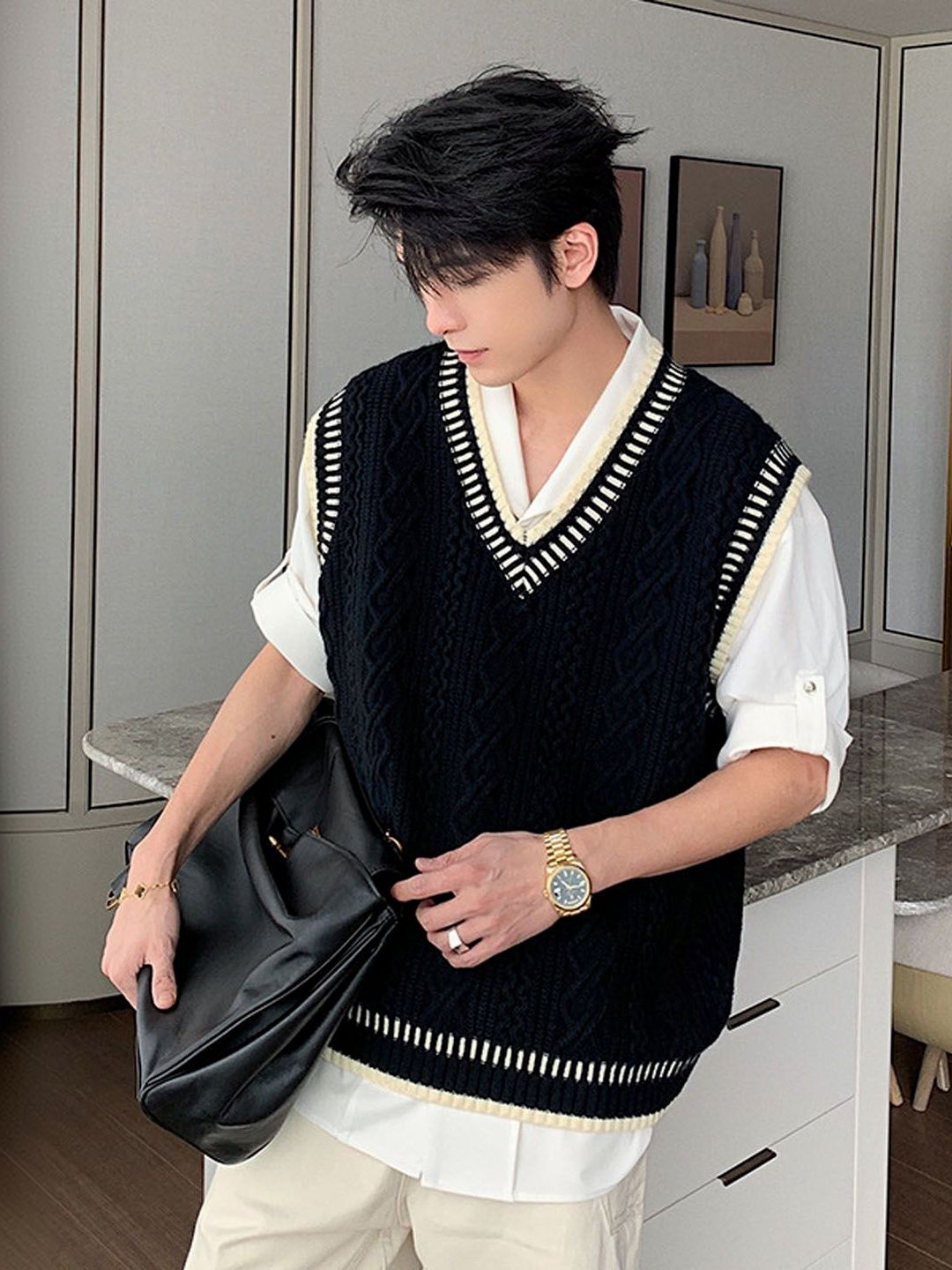 Buy StyleCast Men Cable Knit Sweater Vest - Sweaters for Men