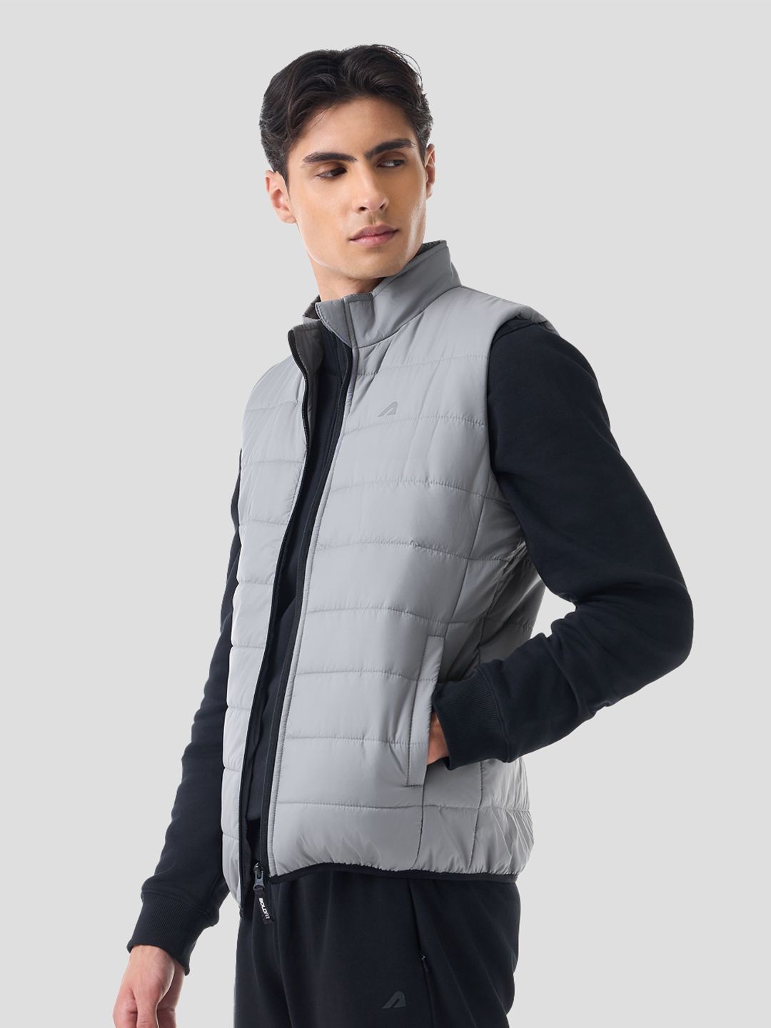 BOLDFIT Men Mock Collar Solid Casual Padded Jacket