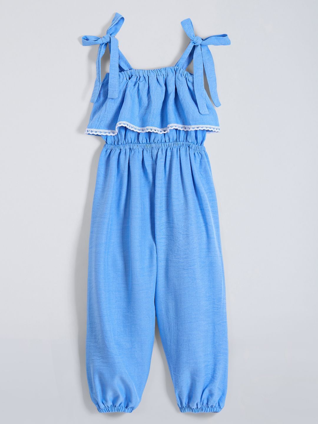 Hopscotch Girls Solid Basic Lace Detail Jumpsuit