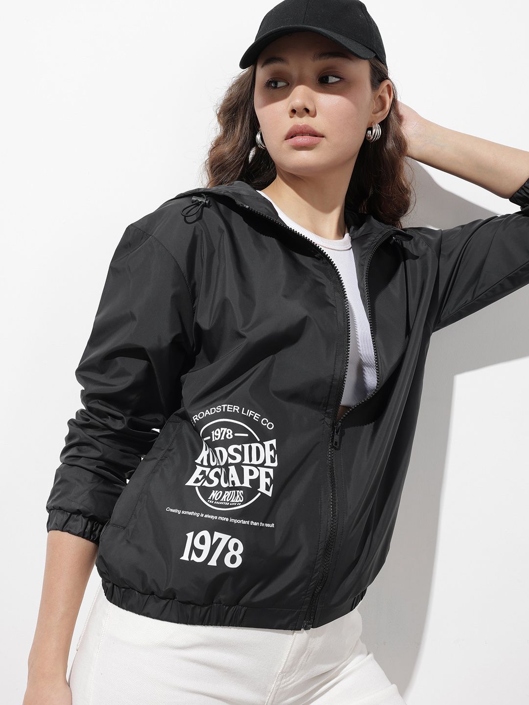 The Roadster Life Co. Typography Printed Hooded Tailored Jacket
