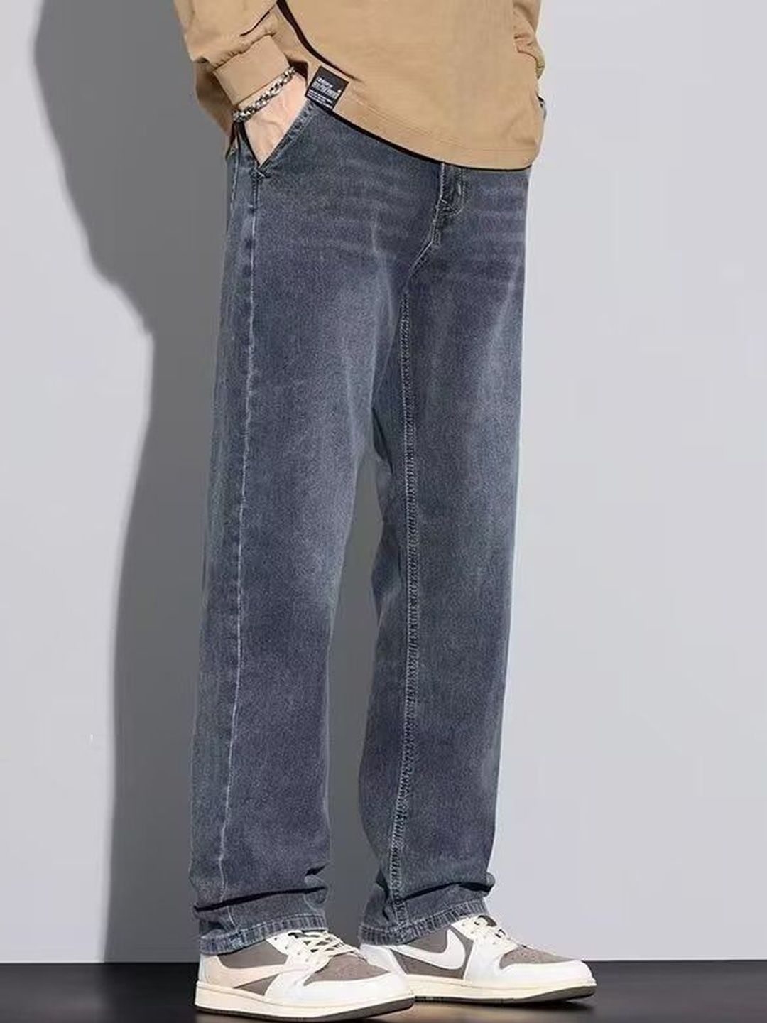 StyleCast x Revolte Men Straight Fit Mid-Rise Light Fade Jeans